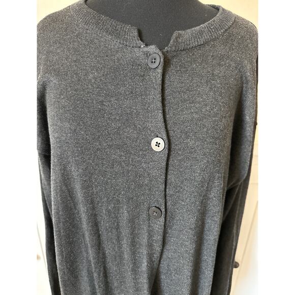 J Jill Wool Blend Longline Cardigan Sweater Gray Pockets Open 3 Button Detail XL - Picture 8 of 14